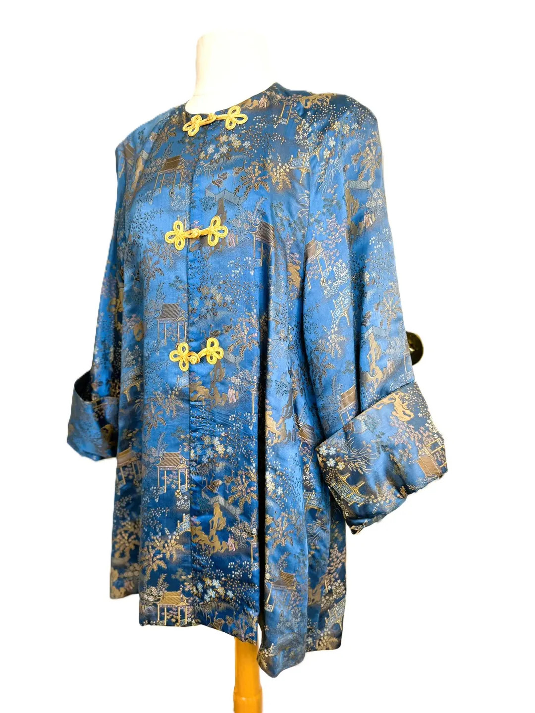 1940's Swing Blue Chinese Brocade Jacket Size Medium Lined | Etsy (US)