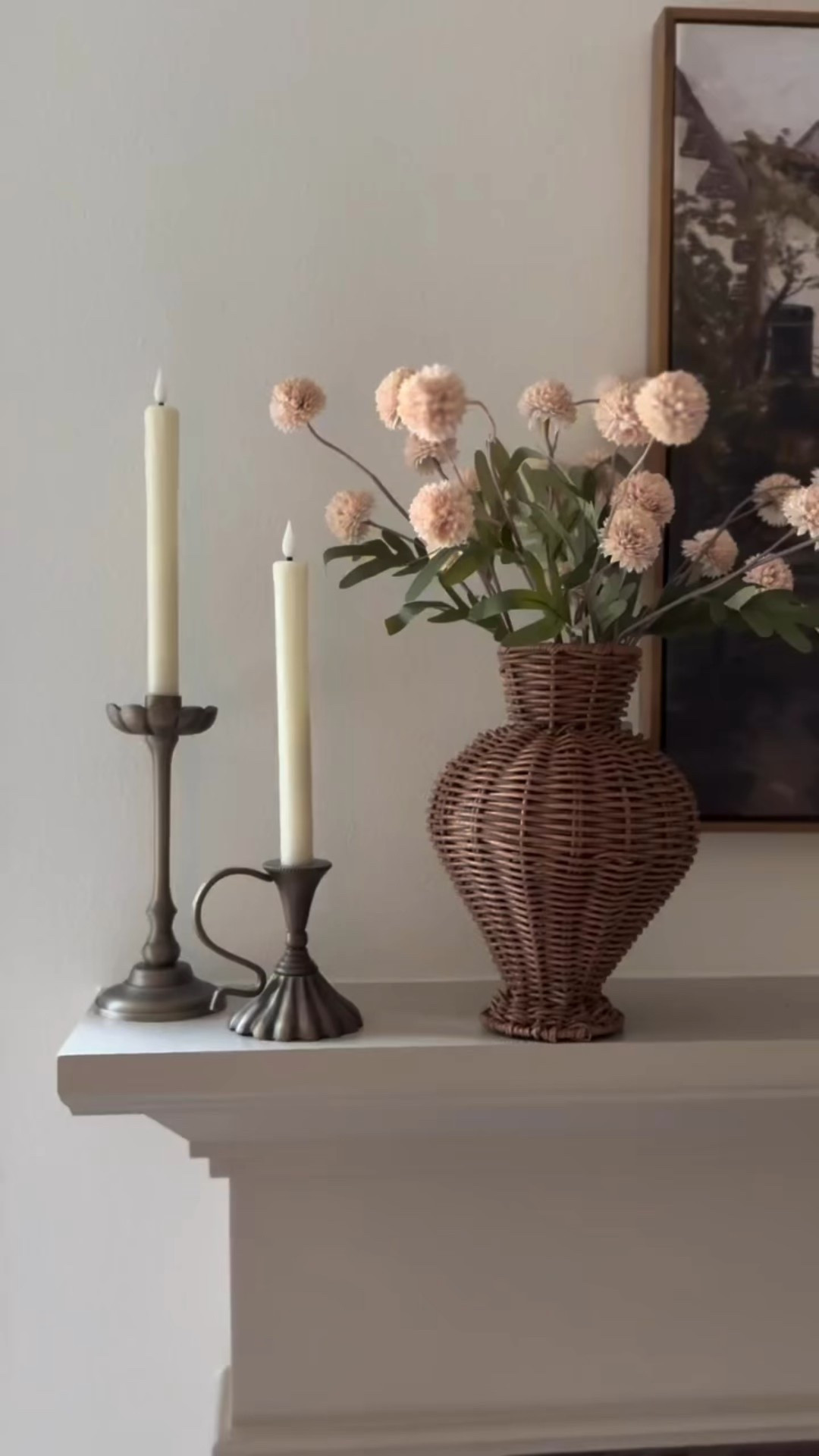 Love these faux mums so much, I might need to go back for some of the other colors! How many is too many? (Asking for a friend of course 😬🤣)

#tayloredhome #tayloredhomedesign #remodel #90shome #livingroom mantle, decor, faux flowers, artificial flowers, wicker vase, LED candles, transitional decor, Amazon, finds, Walmart finds, spring decor, spring flowers

#LTKSeasonal #LTKFindsUnder50 #LTKHome