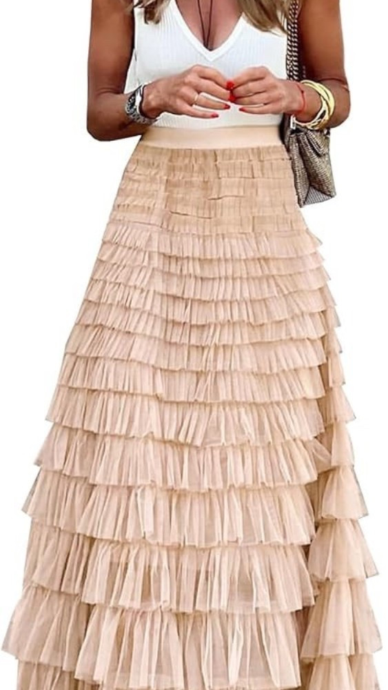 Womens Long Maxi Tulle Skirt A Line Ruffle Mesh High Waisted Tiered Layered Skirts Petticoat

#LTKWedding