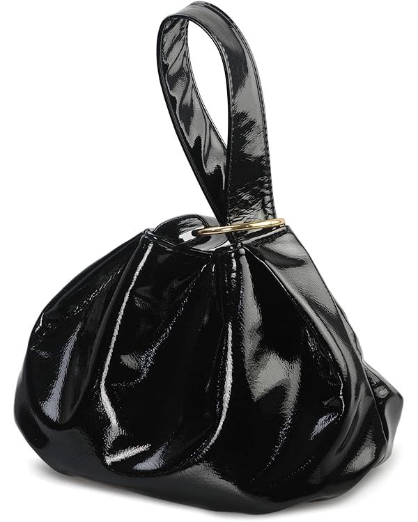 Women's Glossy Clutch Patent Vegan Leather Hobo Top Handle Bag Small Tote | Amazon (US)