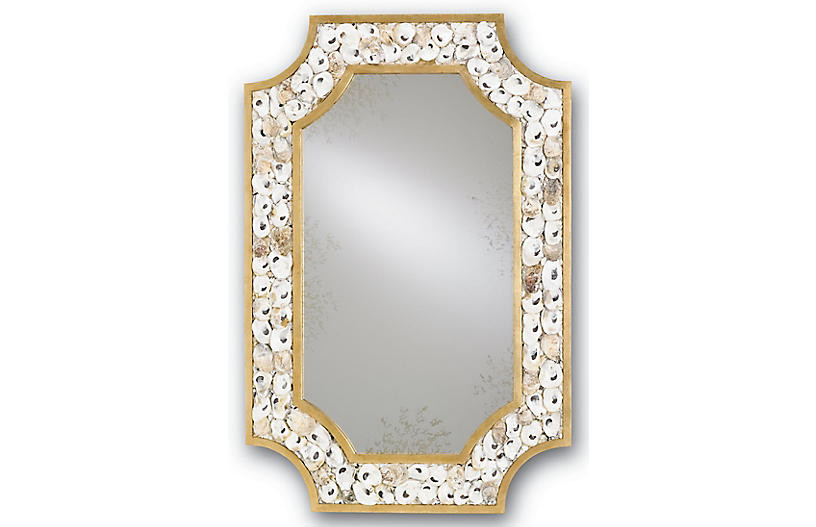 Margate Oyster Shell Mirror, Gold | One Kings Lane