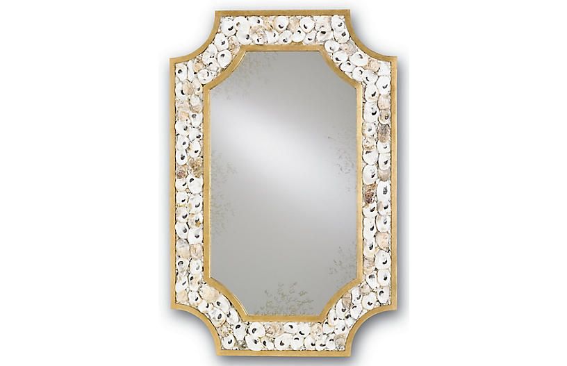 Margate Oyster Shell Mirror, Gold | One Kings Lane