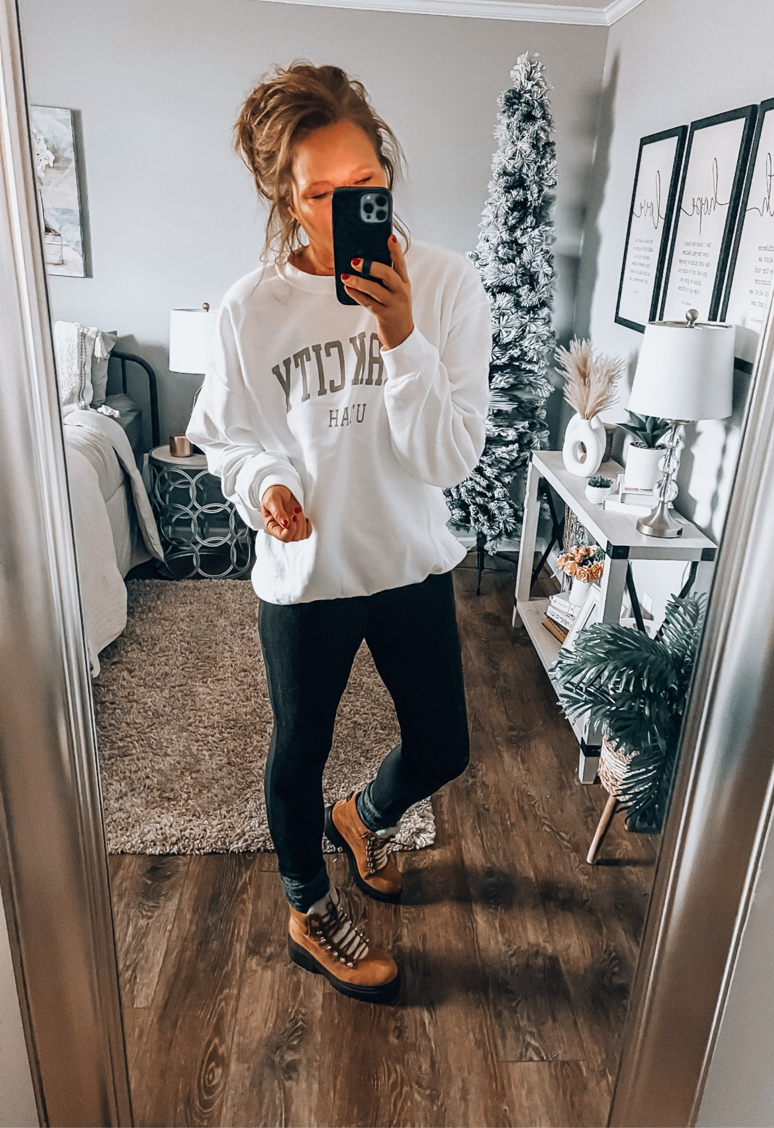 Park City Utah sweatshirt styled with leggings, boot socks with Marc Fisher boots. 

Casual weekend outfit, graphic sweatshirt, boots, winter boots, leggings outfit, casual outfit, gift ideas for her, gift guide, holiday, Christmas, ski outfit 

#LTKfindsunder50 #LTKsalealert #LTKstyletip