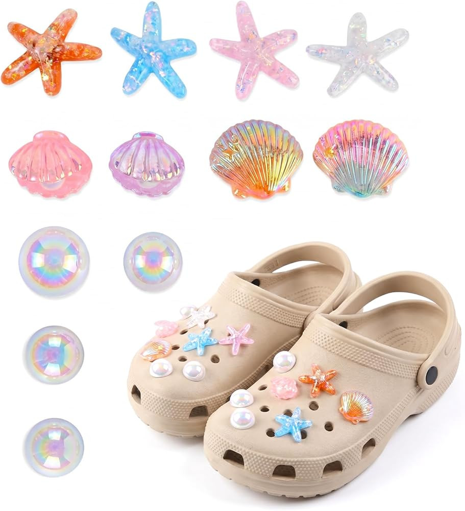 12Pcs 3D Ocean Theme Shoe Charms for Shoes with Holes or Clogs - Mermaid Core Aesthetic Clog Acce... | Amazon (UK)