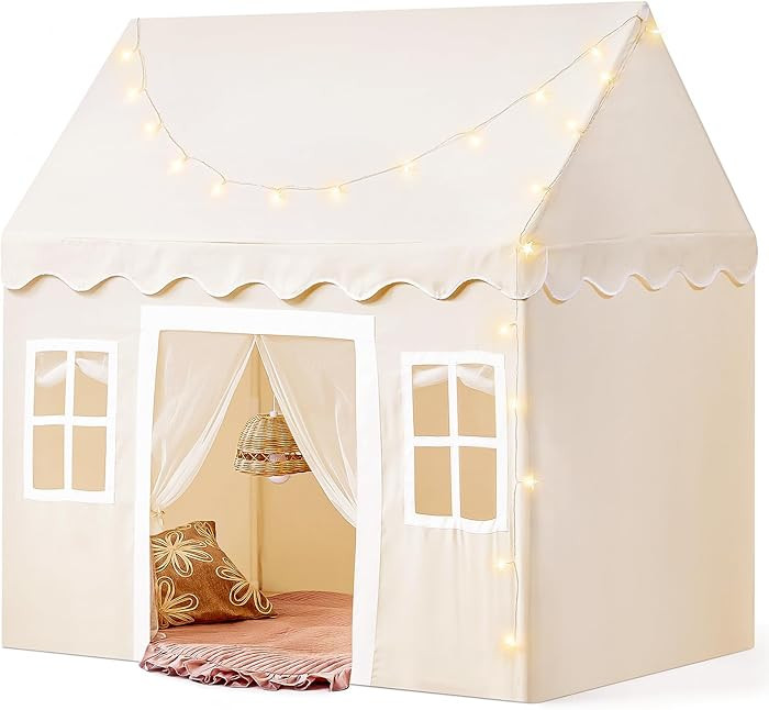 Tiny Land Play Tent with Padded Mat & LED Lights, Kids Tent, Playhouse for Kids, Indoor Bed Tent ... | Amazon (US)