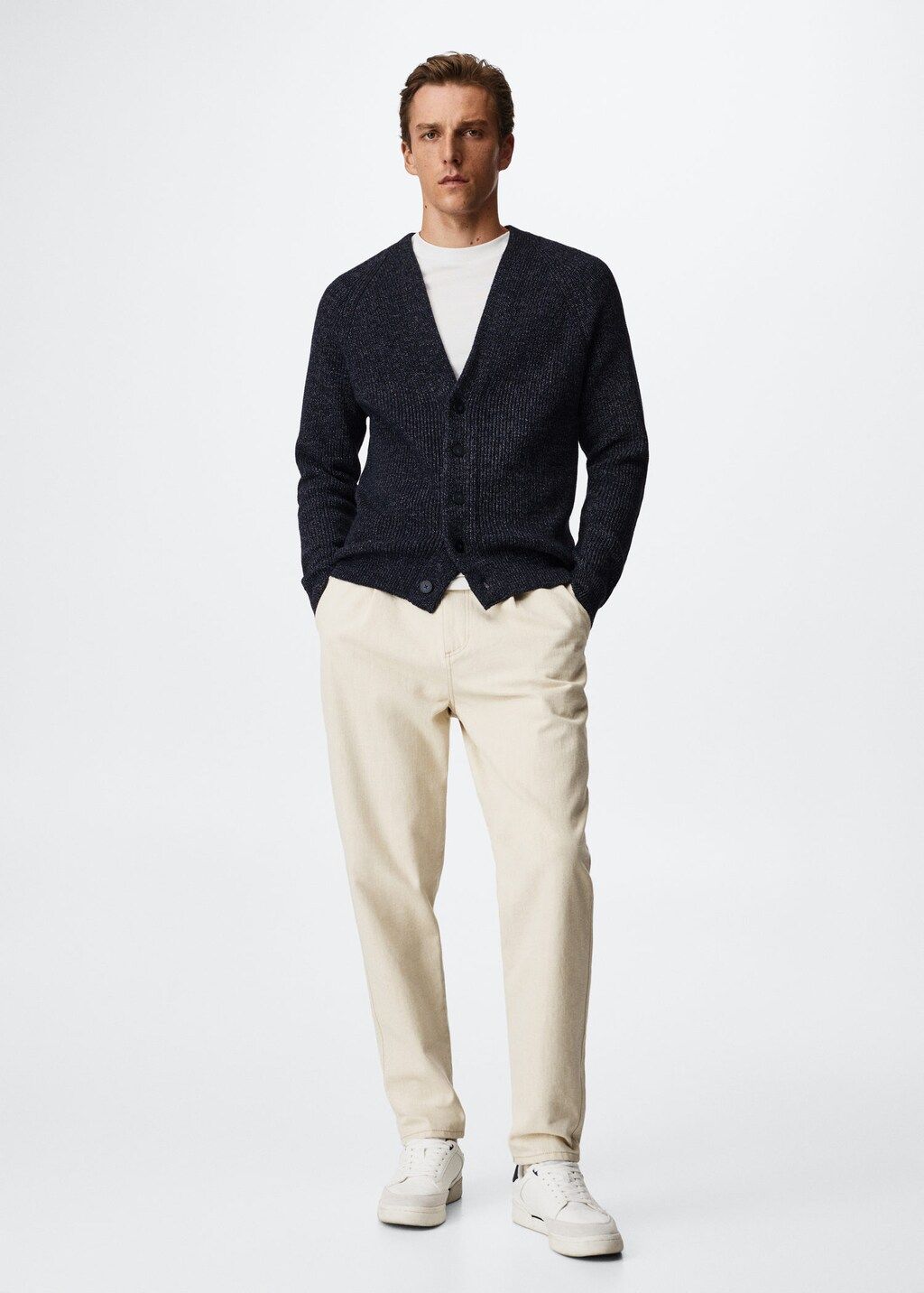 Flecked cotton-blend cardigan -  Men | Mango Man United Kingdom | MANGO (UK)