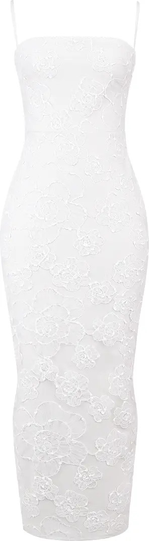 Eva Floral Embroidery Sheath Gown | Nordstrom