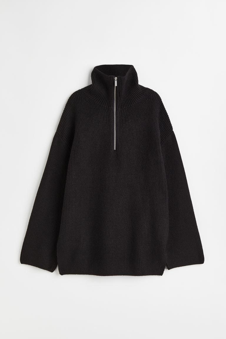 Gerippter Pullover mit Zipper | H&M (DE, AT, CH, NL, FI)