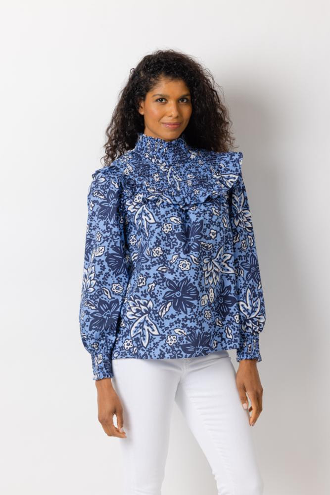 Floral Ruffle Neck Top | Sail to Sable