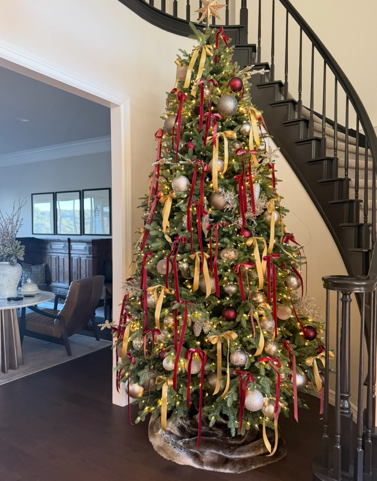Part one of my holiday decorating starts with the tree. Inspired by timeless holiday grandeur—deep reds, luminous golds, and mixed metals. Crystal grapes, icicles, glittery snowflakes, and velvet + satin bows make it feel nostalgic and elegant. More to come! 🎄✨

#holidaydecor #christmasdecor #christmastreemagic #classicchristmas #holidayhomestyle #festivefeels

#LTKSeasonal #LTKHome #LTKHoliday