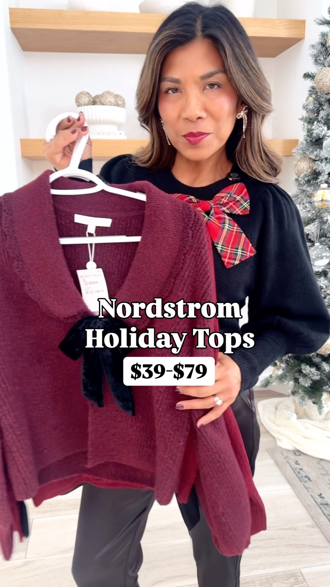 I’m 5’2” 118#ish for reference 
All holiday tops are in XS tts. The sequin mesh looks cropped but it’s not- I have mine tucked in. 
Satin pants in size small tts.
Red trousers in small regular length.
Faux leather pants in size 0, size down runs big.
Black jeans in size 2 short length.
Red lips shade 861. My go-to holiday lip.
Shoes fit tts.
All accessories and bags are linked
Holiday outfits, holiday tops, Christmas party, Nordstrom, Amazon finds, fashion over 40, over 50 style, midlife fashion, petite fashion,midlife fashion, affordable fashion, fashion over40 

#LTKParties #LTKSeasonal #LTKHoliday #LTKPetite #LTKOver40