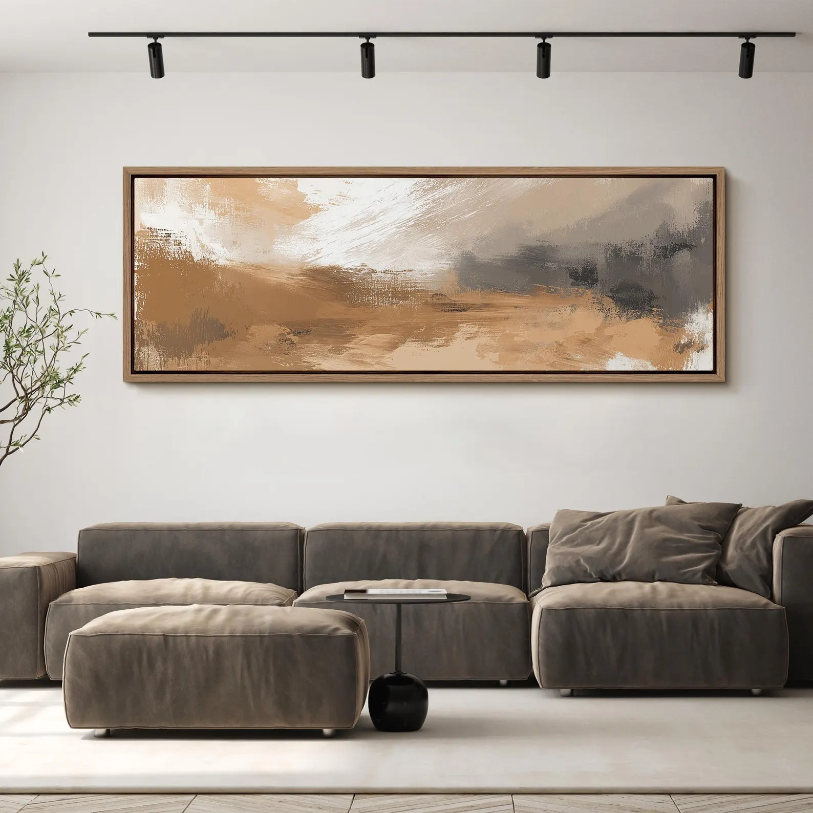 Large Framed Neutral Abstract Wall Art, Modern Beige Tan Desert Landscape Style Canvas Print, Min... | Etsy (Global)