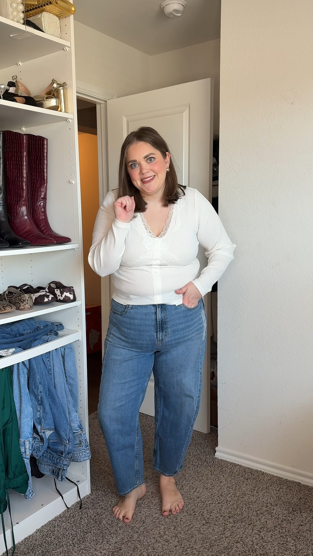 Favorite barrel jeans are half off! Wearing 16 and xl in top 

#LTKPlusSize #LTKSaleAlert