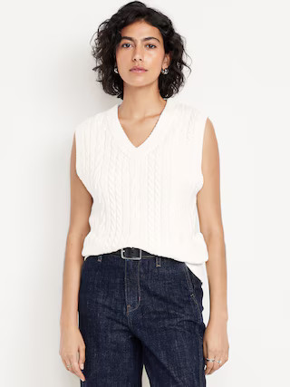 Wool-Blend Cable-Knit Vest | Old Navy (US)