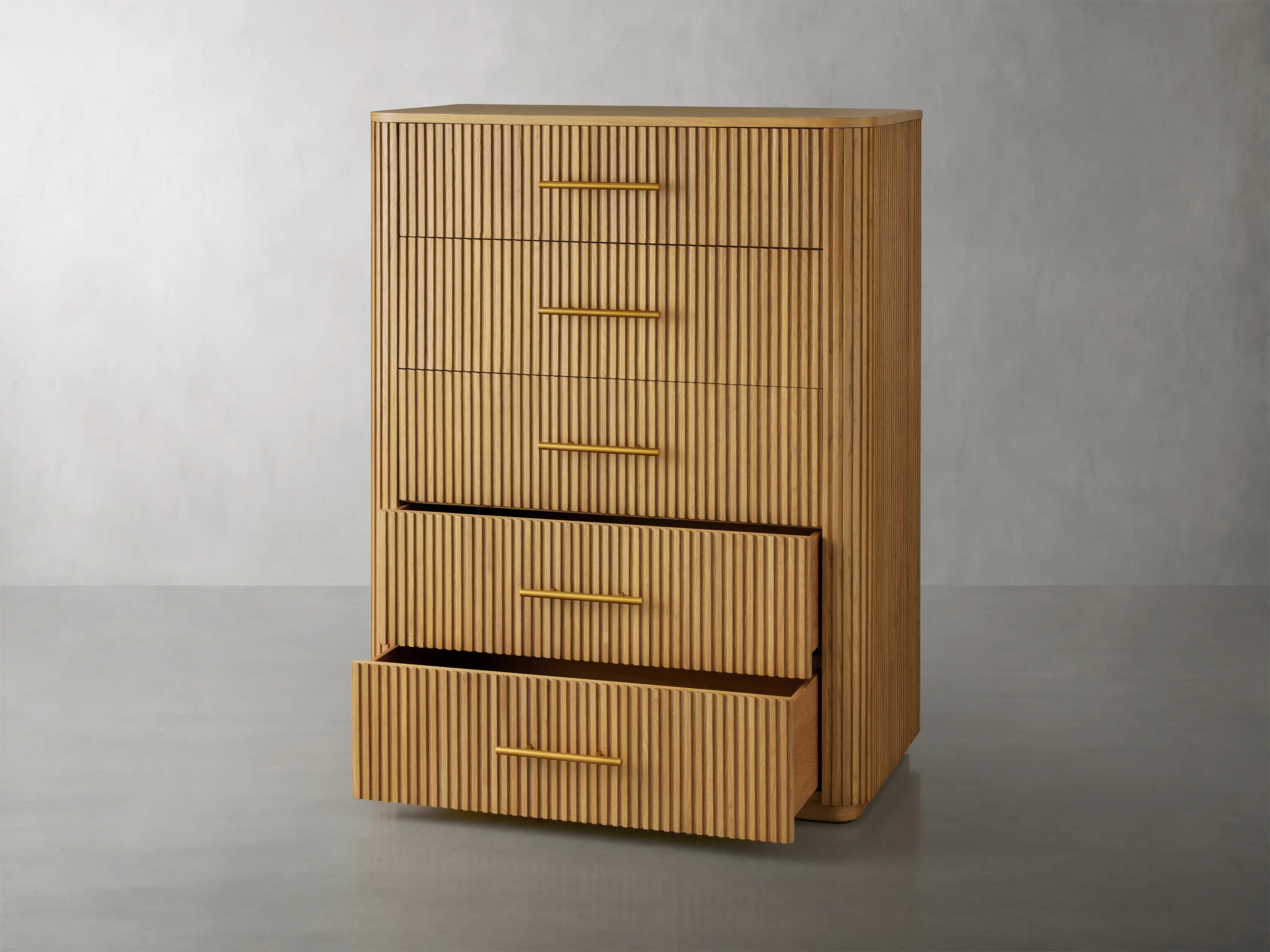 Finnley Wood Five-Drawer Dresser | Arhaus