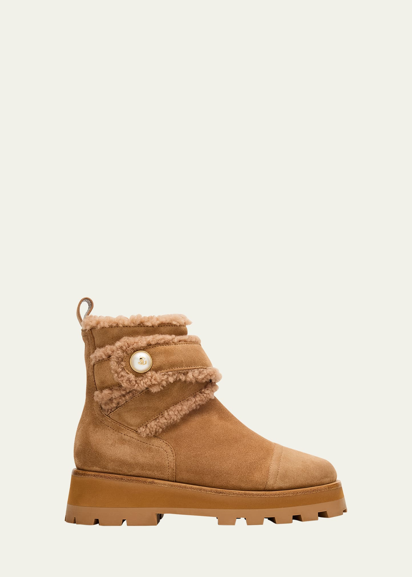 Jimmy Choo Meena Suede and Shearling Zip Ankle Boots | Bergdorf Goodman