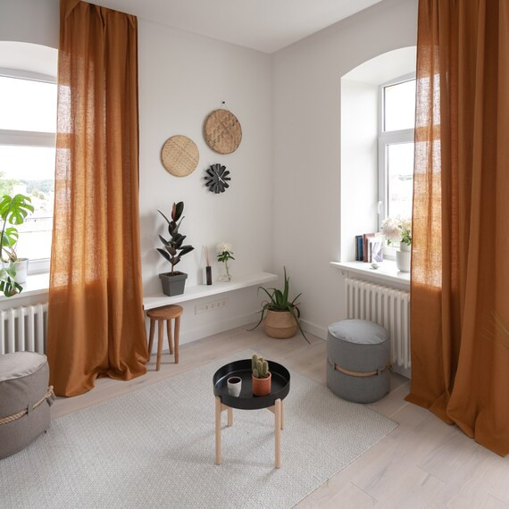 55/140 Cm Wide Extra Long Linen Curtain Safari Linen | Etsy | Etsy (US)