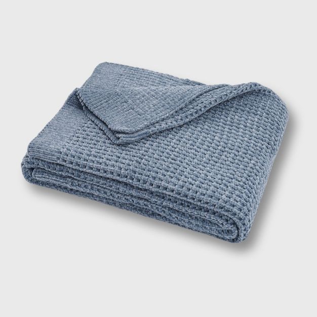 50"x60" Shiny Waffle Chenille Knit Throw Blanket - Evergrace | Target