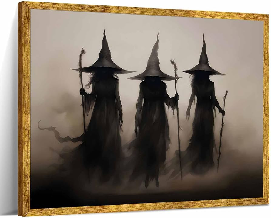 Three Witches Framed Halloween Wall Art Print Vintage Creepy Witchy Poster Spooky Gothic Mystical... | Amazon (US)