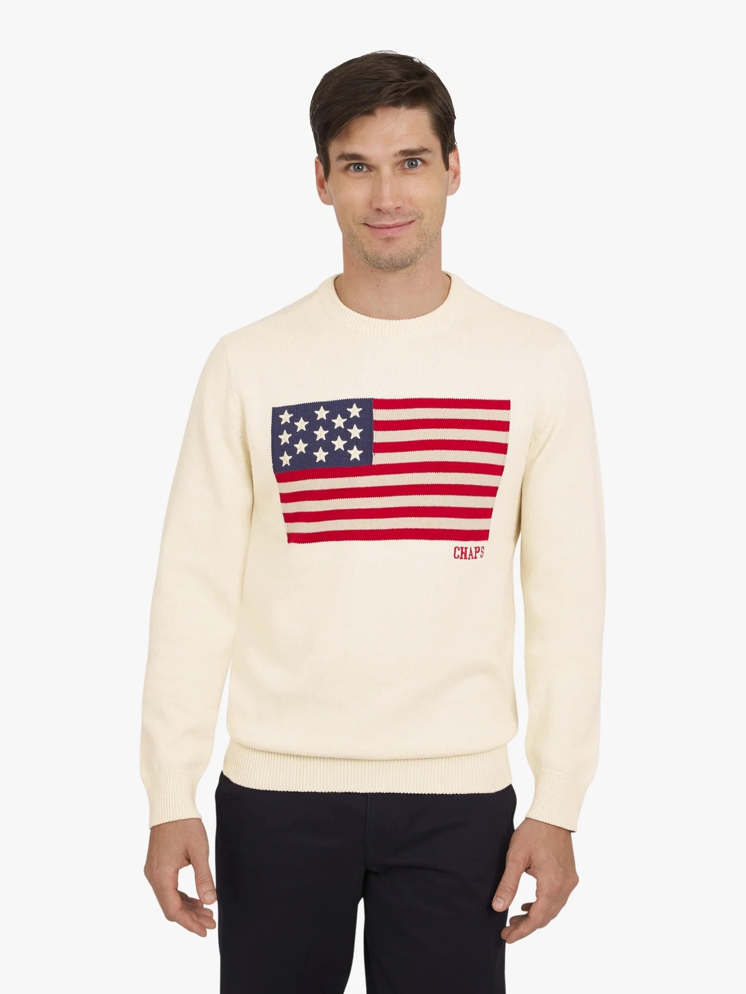 Chaps Men's & Big Men's Long Sleeve Flag Crewneck Sweater, Sizes S-3XL | Walmart (US)