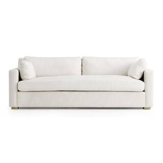 Augustine 83.5 in. W Slope Arm Linen Blend Straight Sofa in Ivory Oat | The Home Depot