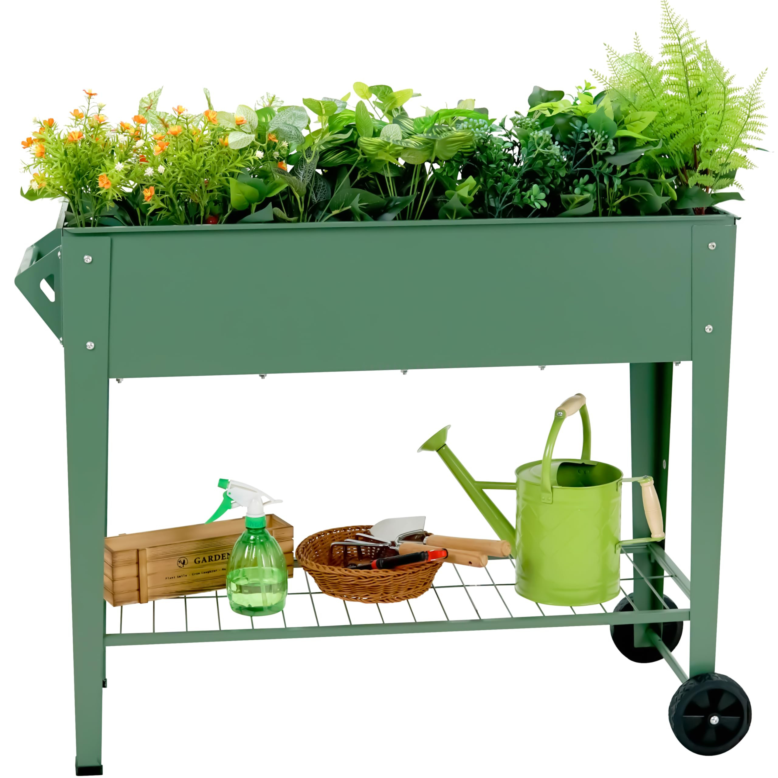 Raised Garden Bed with Legs and Wheels Removable for Outdoor, 31.6 * 14.6'' Metal Planter Raised ... | Amazon (US)
