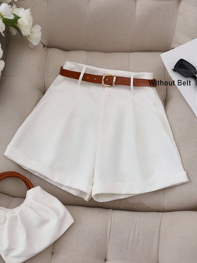Franclia Women Fashionable A-Line White Shorts, Versatile Style | SHEIN
