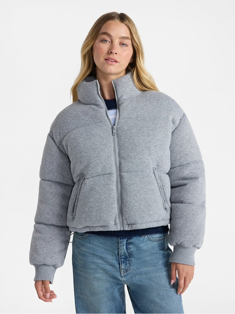 No Boundaries Knit Puffer Jacket, Women's | Walmart (US)