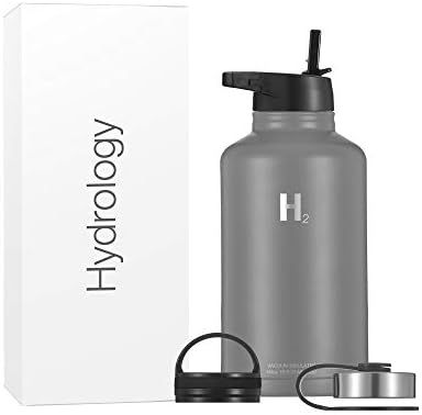 Hydrology Water Bottle with 3 LIDS (Straw) Double Wall Vacuum Insulated Stainless Steel Wide Mout... | Amazon (US)