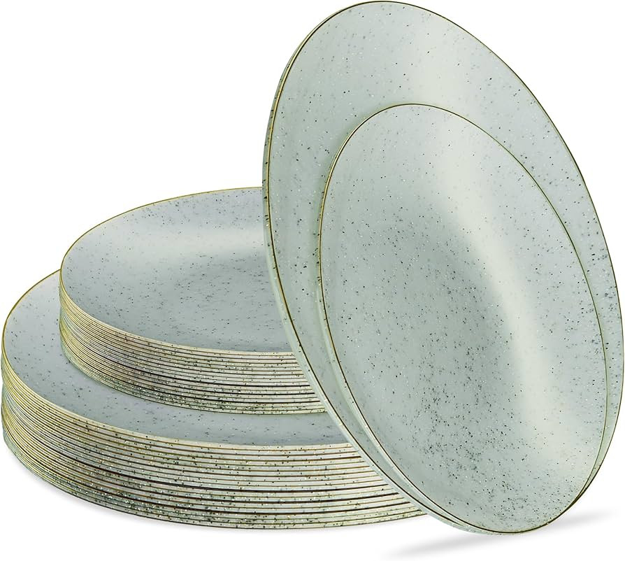 PLASTICPRO 32 Pack Elegant Disposable Plastic Plates Combo Set Includes 16 Dinner Plates and 16 S... | Amazon (US)