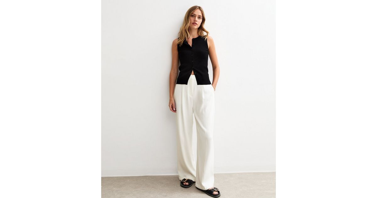 White Wide Leg Tailored Trousers | New Look | New Look (UK)