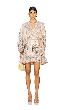 Zimmermann Wylie Mini Wrap Frill Dress in Blue Floral from Revolve.com | Revolve Clothing (Global)