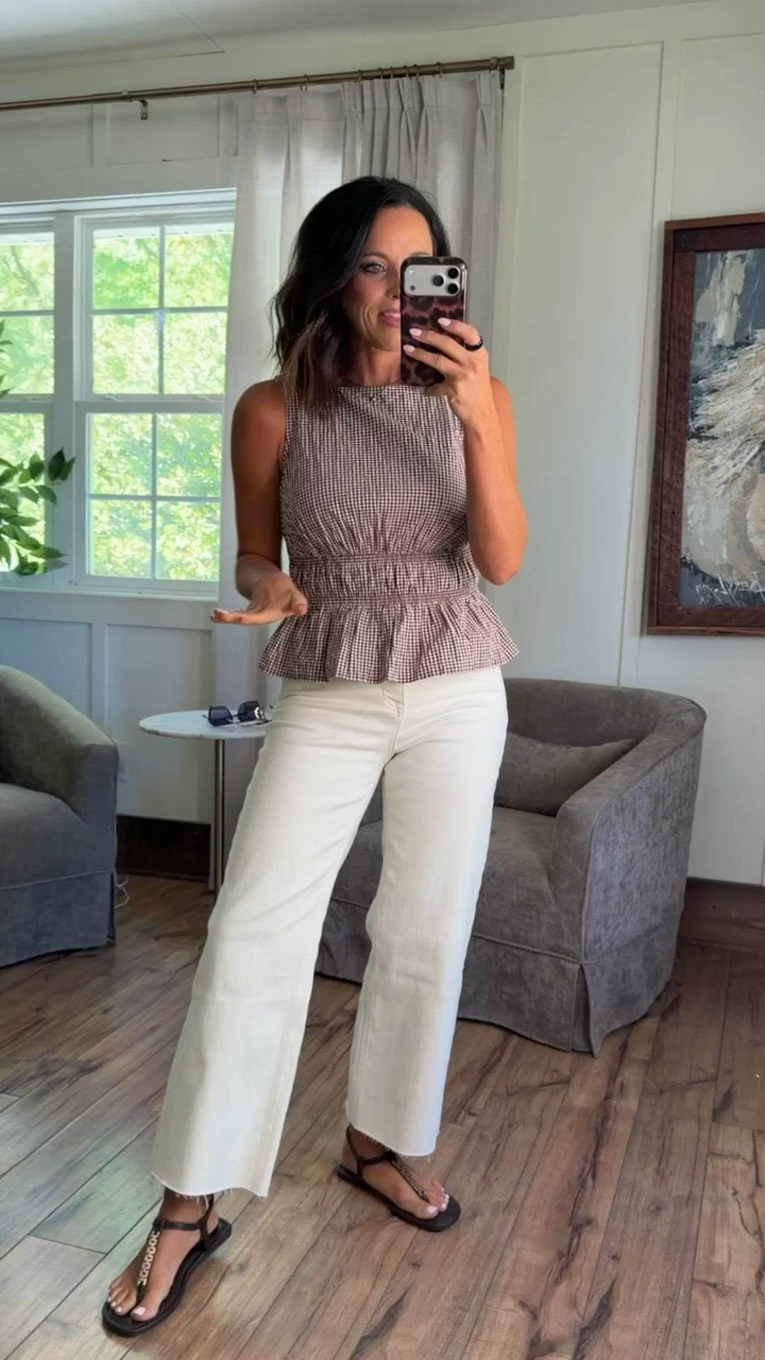 @target top is TOO good 🤎 such a flattering fit + the perfect little peplum moment
paired it with my fave Avara jeans for an easy everyday look
wearing an XS in the top

target top, peplum top outfit, gingham top, neutral outfit inspo, everyday casual outfit, affordable fashion finds, summer outfit idea, wide leg jeans outfit

#targetstyle #targetfinds #affordablefashion #outfitinspo #casualstyle #summeroutfit #ltkstyle #everydayoutfit