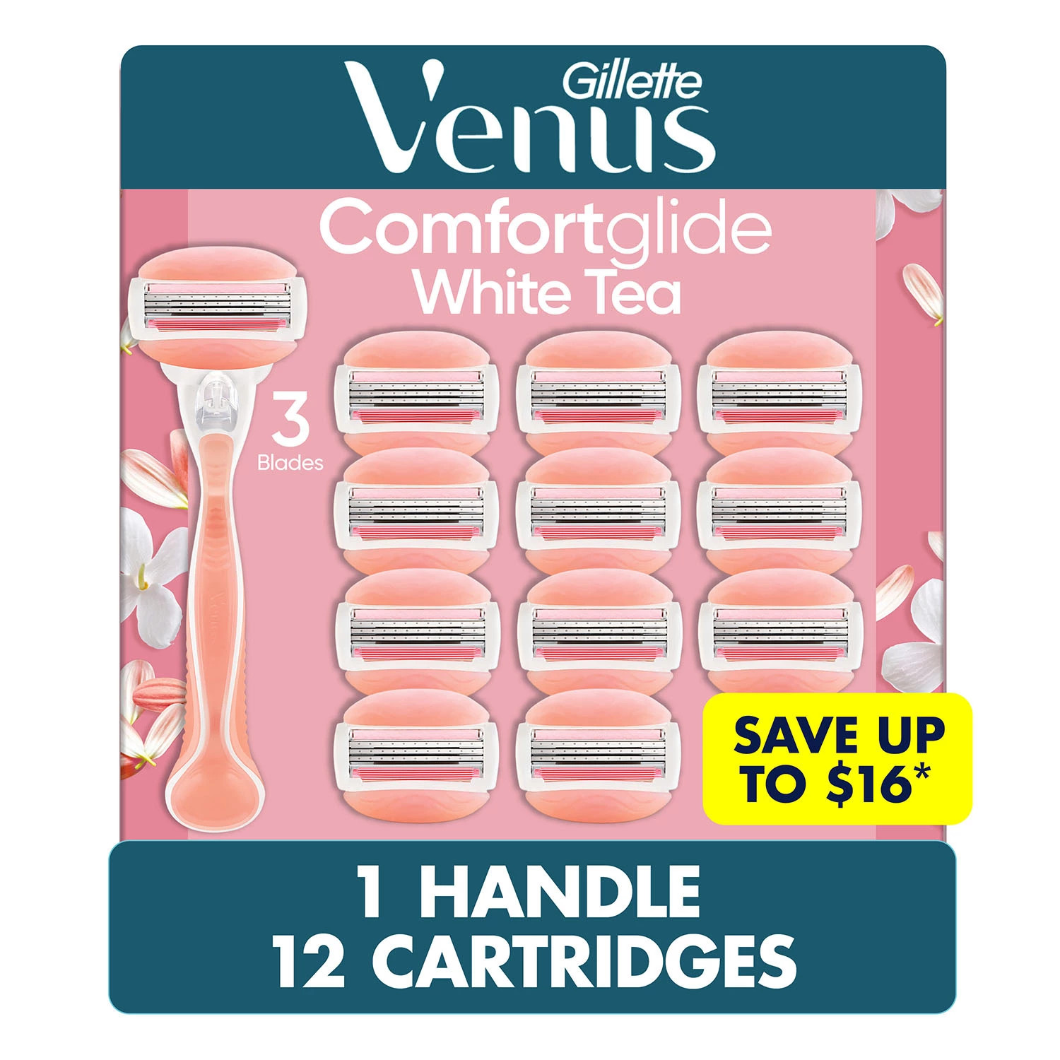 Venus Comfortglide Women's Razor Handle + 12 Cartridges, White Tea | Sam's Club
