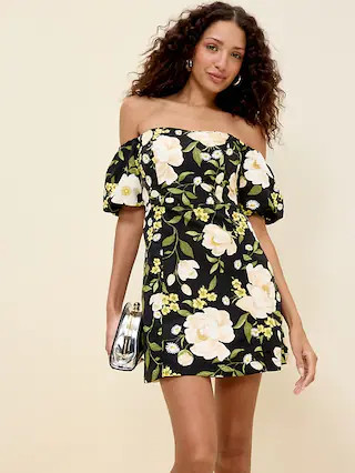 The Occasion by Old Navy Fit & Flare Puff-Sleeve Taffeta Mini Dress | Old Navy (US)