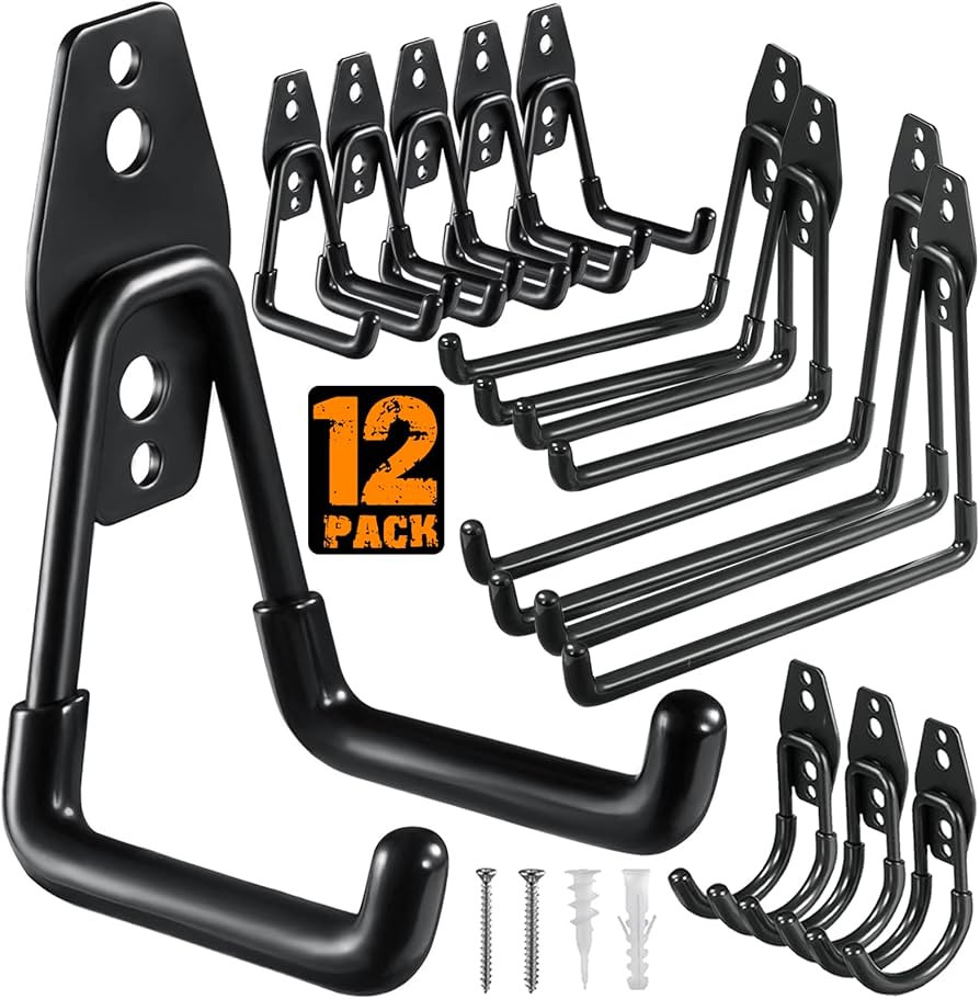 HUPBIPY 12 Pack Garage Hooks Heavy Duty,Utility Steel Garage Storage Hooks,Wall Mount Garage Hang... | Amazon (US)
