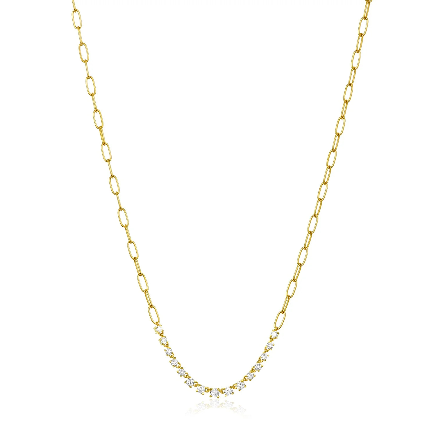 Paper Clip Chain Diamond Necklace | LINDSEY LEIGH JEWELRY