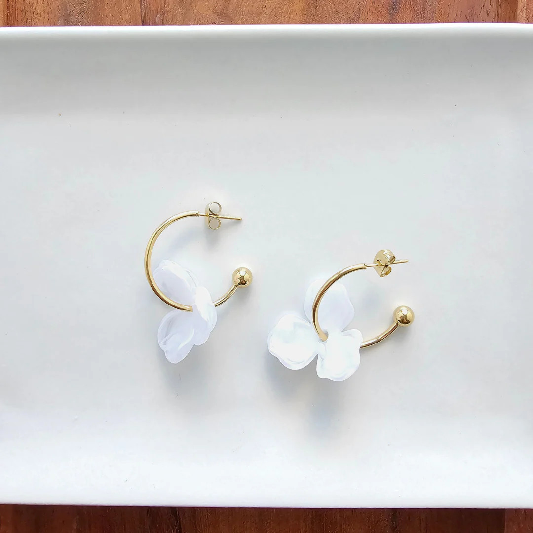Magnolia Hoops - White | Spiffy & Splendid