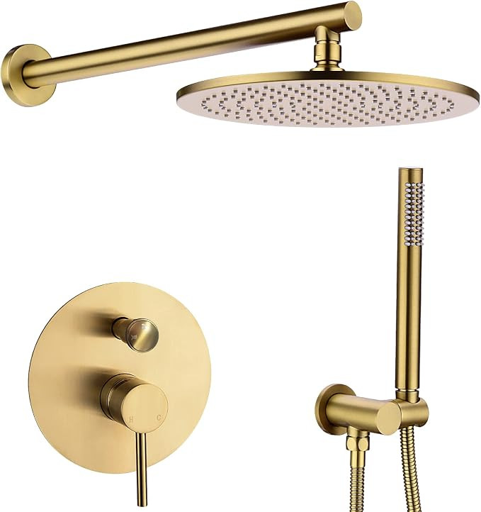 TRUSTMI 12 inch Round Bathroom Luxury Rain Mixer Combo Set Wall Mounted Rainfall Shower Head Syst... | Amazon (US)
