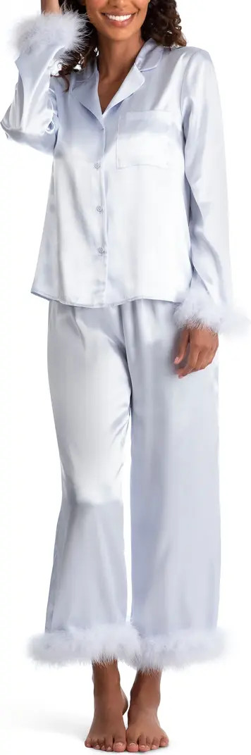 In Bloom by Jonquil Feather Trim Satin Pajamas | Nordstrom | Nordstrom