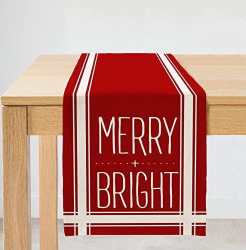 Christmas Decorations Merry Bright Table Runner 13x72 Inches White Red Farmhouse Indoor Vintage X... | Amazon (US)