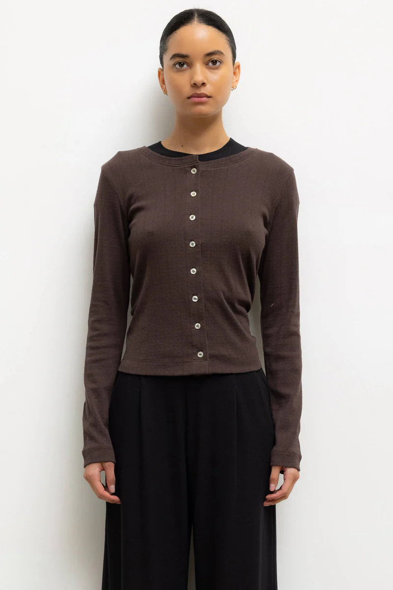 Pointelle Classic Crew Cardigan | LESET