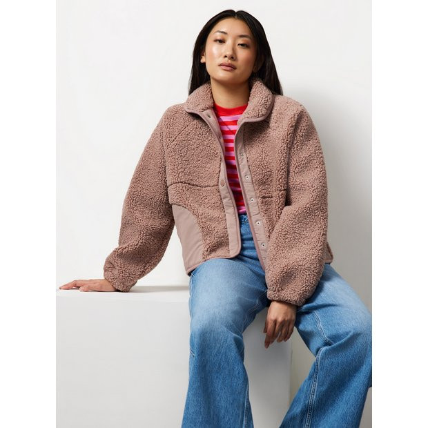 Pink Borg Fleece Jacket S | Tu Clothing