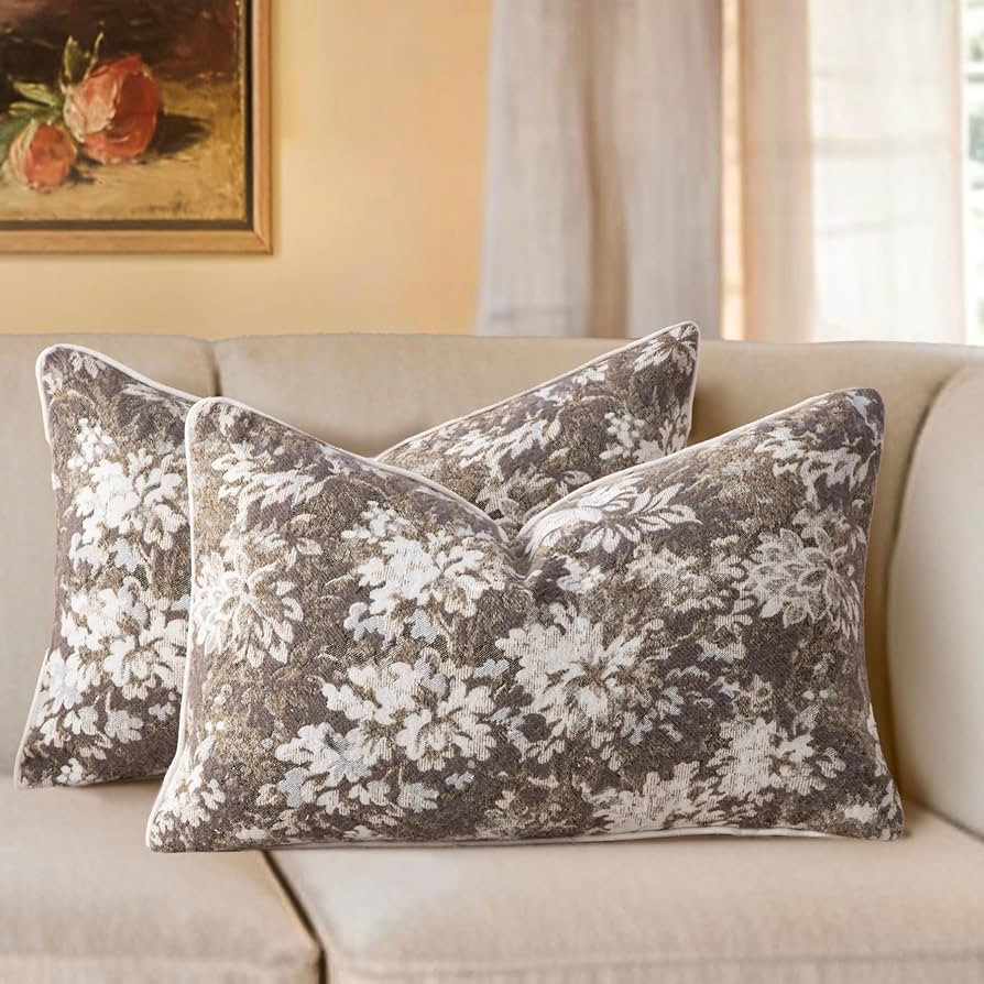 Pack of 2 Vintage Floral Throw Pillow Covers 12x20 Tapestry Chenille Soft Decorative Farmhouse Re... | Amazon (US)