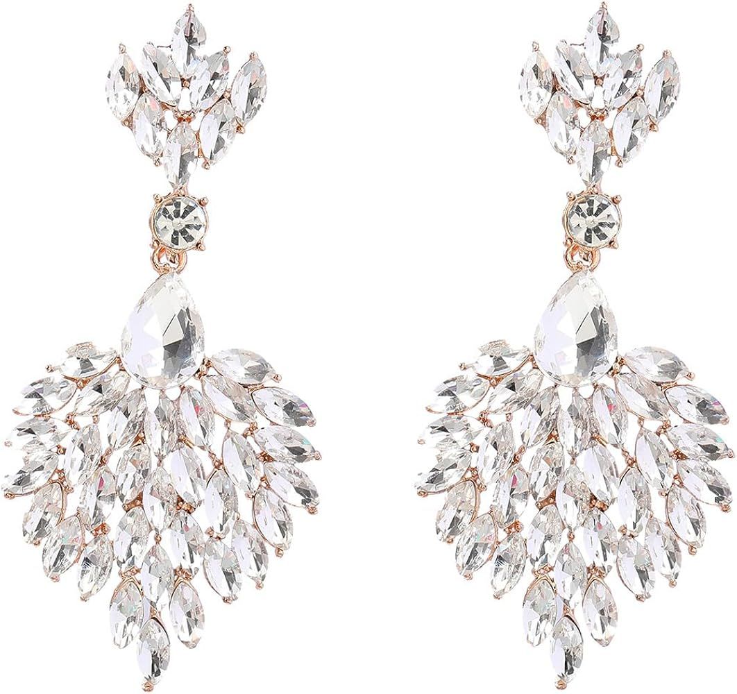 Fashion Statement Chandelier Earrings for Women Rhinestone Crystal Large Dangle Earrings for Wedd... | Amazon (US)