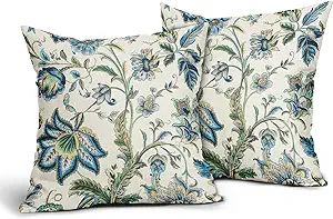 Sweetshow Outdoor Chinoiserie Pillow Cover 20x20 Inch Pack of 2 Vintage Blue Flower Boho Pillow C... | Amazon (US)