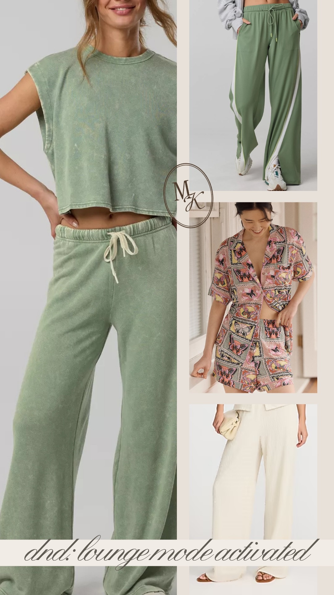 midsize spring lounge, matching set, activewear, track pants, matching pajamas, linen pant, loose pants, crop tee, workout gear, jumpsuit  

 #LTKSeasonal #LTKOver40 #LTKMidsize