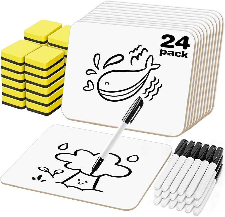 BainGesk Small White Board, 24 Pack Dry Erase Board, 9"×12" Mini White Board Double Sided for St... | Amazon (US)