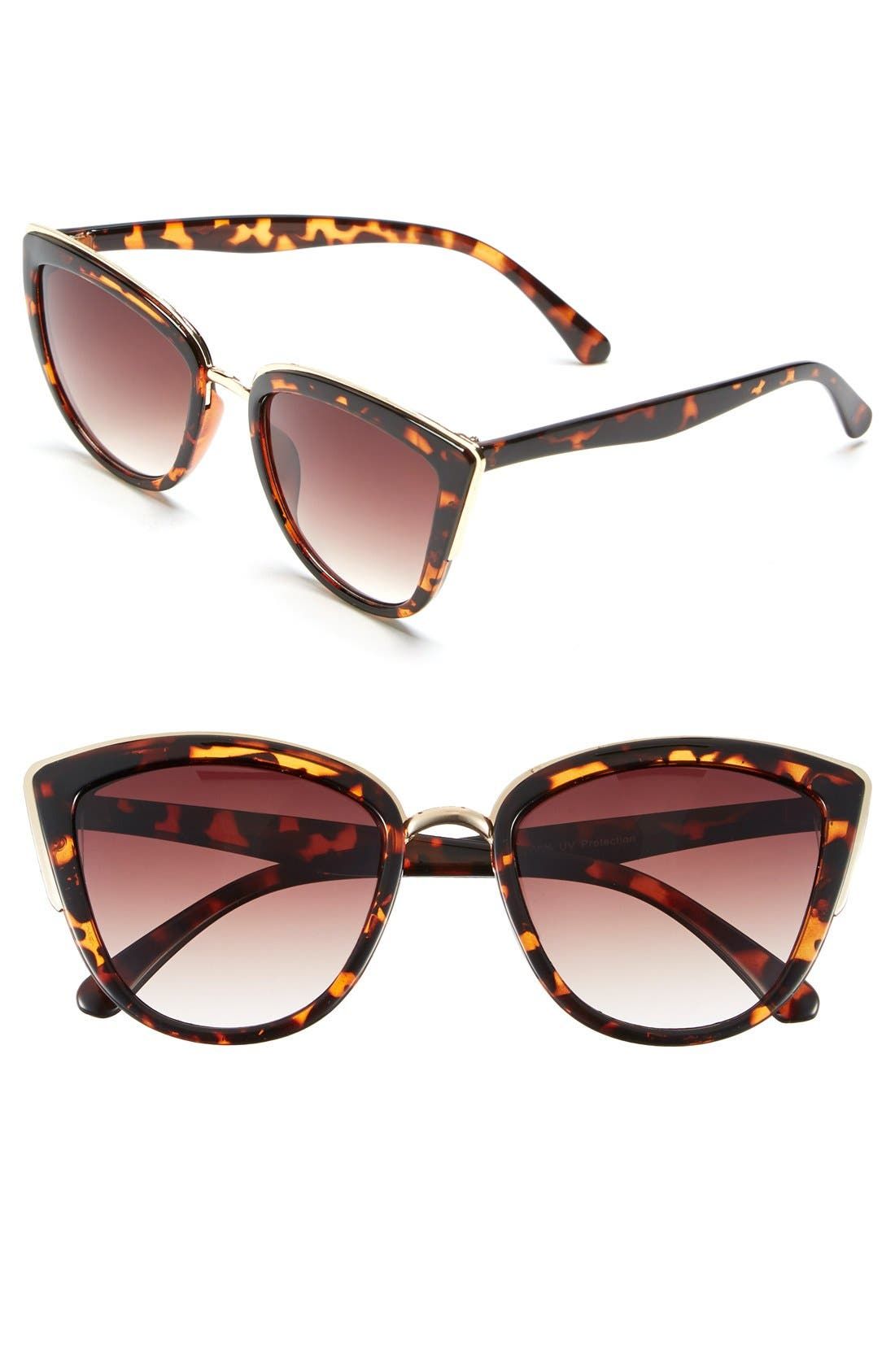 55mm Metal Rim Cat Eye Sunglasses | Nordstrom