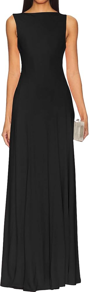 SHESEEWORLD Women's Summer Sleeveless Maxi Dresses Crew Neck High Waisted Cocktail Party Tank Dre... | Amazon (US)